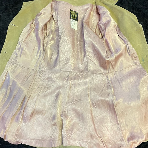 Vintage 70s Gastown Talk Tan Suede Leather Coat Womens Small Retro Boho Grunge - Picture 6 of 10